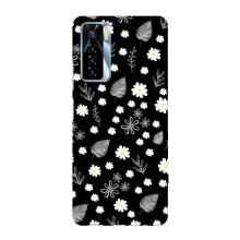 Чехлы с тематикой "ЦВЕТЫ" на TECNO Camon 17 Pro (цветение на чорном)