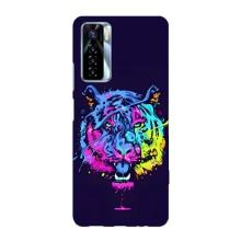 Силиконовый бампер с картинкой животных для TECNO Camon 17 Pro (Тигр-Арт)