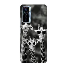 Силіконовий чохол з КАРТИНКАМИ літо для TECNO Camon 17 Pro (AlphaPrint) (Жирафи в окулярах)