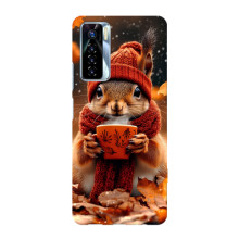 Печатный чехол «Зверята с кофе» для TECNO Camon 17 Pro – Белка с кофе