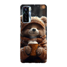 Печатный чехол «Зверята с кофе» для TECNO Camon 17 Pro – Мишка с кофе