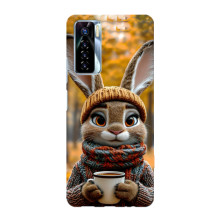 Печатный чехол «Зверята с кофе» для TECNO Camon 17 Pro – Зайчик с кофе