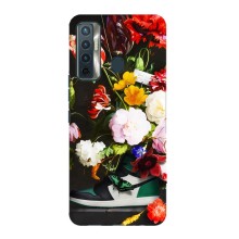 Брендновые Чехлы для TECNO Camon 17 - (PREMIUMPrint) (Nike цветы)