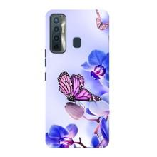 Чехлы с Цветами для TECNO Camon 17 (VPrint) (Бабочка на цветочке)