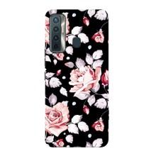 Чехлы с Цветами для TECNO Camon 17 (VPrint) (Цветочки на черном)