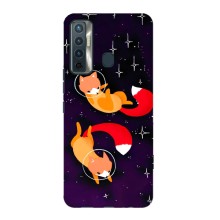 Чехлы с картинкой Лисички для TECNO Camon 17 (VPrint) (Лисички космонавты)