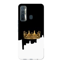 Чехол (Корона на чёрном фоне) для Техно Камон 17 – Золотая корона