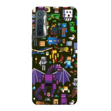 Чехол Майнкрафт на TECNO Camon 17 (AlphaPrint) Minecraft (Коллаж Майнкрафт)
