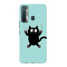 Чехол с милыми котиками на Техно Камон 17 – Черный кот