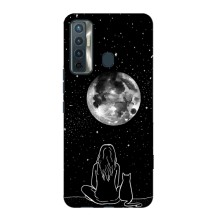 Чехол с рисунком кот на TECNO Camon 17 (Девушка с котом)