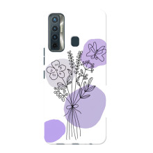 Силиконовый чехол с принтом в цветах на TECNO Camon 17 – Фиолетовый букет