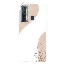 Силиконовый чехол с принтом в цветах на TECNO Camon 17 – Нюдовый дизайн