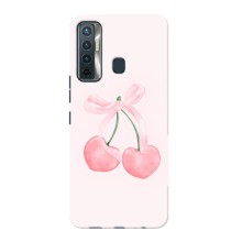 Чехол с розовым рисунком для TECNO Camon 17 (Розовые вишни)