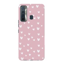Чехол с розовым рисунком для TECNO Camon 17 (Сердечки на розовом)