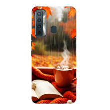 Чехол с уникальным дизайном «Осень с кофе» для TECNO Camon 17 – Кофе и дождь