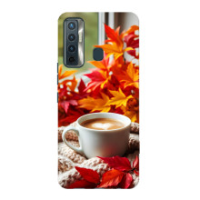 Чехол с уникальным дизайном «Осень с кофе» для TECNO Camon 17