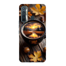 Чехол с уникальным дизайном «Осень с кофе» для TECNO Camon 17 – Тёмный кофе