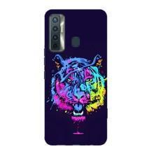 Силиконовый бампер с картинкой животных для TECNO Camon 17 (Тигр-Арт)