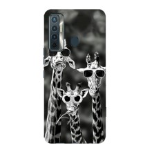 Силиконовый чехол с КАРТИНКАМИ лето для TECNO Camon 17 (AlphaPrint) (Жирафы в очках)