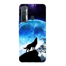 Защитные чехлы для Техно Камон 17 (AlphaPrint) (ХИТ продаж) ВОЛК (Волк на луну)