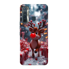 Яркий чехол для TECNO Camon 17 с Зимними Оленятами – Олень среди подарков