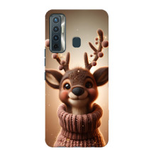 Яркий чехол для TECNO Camon 17 с Зимними Оленятами – Олень в свитере