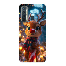 Яркий чехол для TECNO Camon 17 с Зимними Оленятами – Олень в шарфе