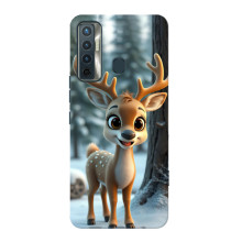 Яркий чехол для TECNO Camon 17 с Зимними Оленятами – Оленёнок в лесу