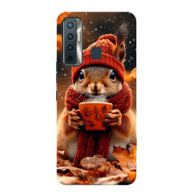 Печатный чехол «Зверята с кофе» для TECNO Camon 17 – Белка с кофе