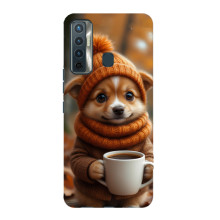 Печатный чехол «Зверята с кофе» для TECNO Camon 17 – Песик с кофе