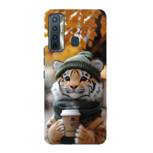 Печатный чехол «Зверята с кофе» для TECNO Camon 17 – Тигр с кофе