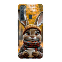 Печатный чехол «Зверята с кофе» для TECNO Camon 17 – Зайчик с кофе