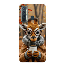 Печатный чехол «Зверята с кофе» для TECNO Camon 17 – Жираф с кофе