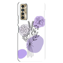 Силконовий чохол з принтом в квітах на TECNO Camon 17P (CG7n) – Фіолетовий букет