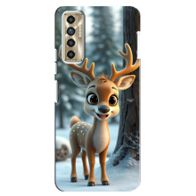 Яркий чехол для TECNO Camon 17P (CG7n) с Зимними Оленятами – Оленёнок в лесу