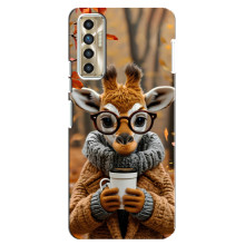 Печатный чехол «Зверята с кофе» для TECNO Camon 17P (CG7n) – Жираф с кофе