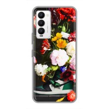 Брендновые Чехлы для Tecno Camon 18 / Camon 18P - (PREMIUMPrint) (Nike цветы)