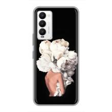 Чехлы (ART) Цветы на Tecno Camon 18 / Camon 18P (VPrint) (Белые цветы)