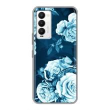 Чехлы (ART) Цветы на Tecno Camon 18 / Camon 18P (VPrint) (Голубые Бутоны)