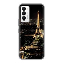 Чехол Эйфелева Башня для Tecno Camon 18 / Camon 18P - (AlphaPrint) (Ночной Париж)