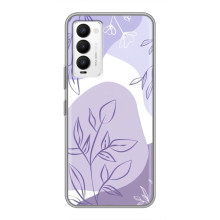 Силиконовый чехол с принтом в цветах на Tecno Camon 18 / Camon 18P – Фиолетовый дизайн