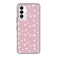 Чехол с розовым рисунком для Tecno Camon 18 / Camon 18P (Сердечки на розовом)