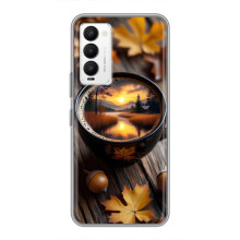 Чехол с уникальным дизайном «Осень с кофе» для Tecno Camon 18 / Camon 18P – Тёмный кофе