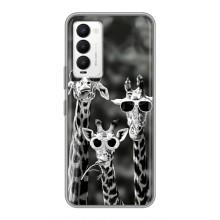 Силиконовый чехол с КАРТИНКАМИ лето для Tecno Camon 18 / Camon 18P (AlphaPrint) (Жирафы в очках)