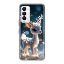Яркий чехол для Tecno Camon 18 / Camon 18P с Зимними Оленятами – Блистающий оленёнок