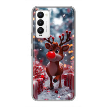 Яркий чехол для Tecno Camon 18 / Camon 18P с Зимними Оленятами – Олень среди подарков