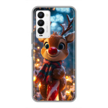 Яркий чехол для Tecno Camon 18 / Camon 18P с Зимними Оленятами – Олень в шарфе