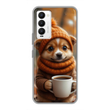 Печатный чехол «Зверята с кофе» для Tecno Camon 18 / Camon 18P – Песик с кофе