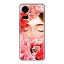 Чехлы (ART) Цветы на TECNO Camon 19 (CI6n) / 19 Pro (CI8n) (VPrint) (Глаза в цветах)