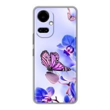 Чехлы с Цветами для TECNO Camon 19 (CI6n) / 19 Pro (CI8n) (VPrint) (Бабочка на цветочке)